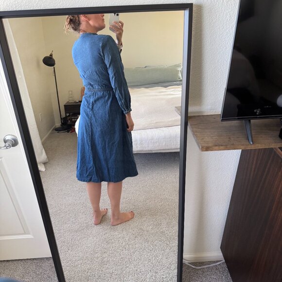 Vintage Orvis Denim Long Sleeve Midi Dress Size Medium - Picture 4 of 9